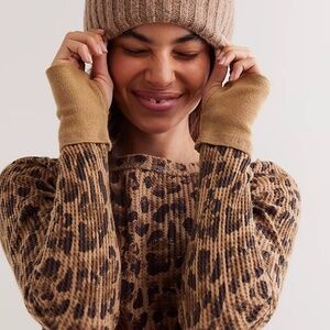 Free People Pretty Little Thermal Size Medium in Leopard